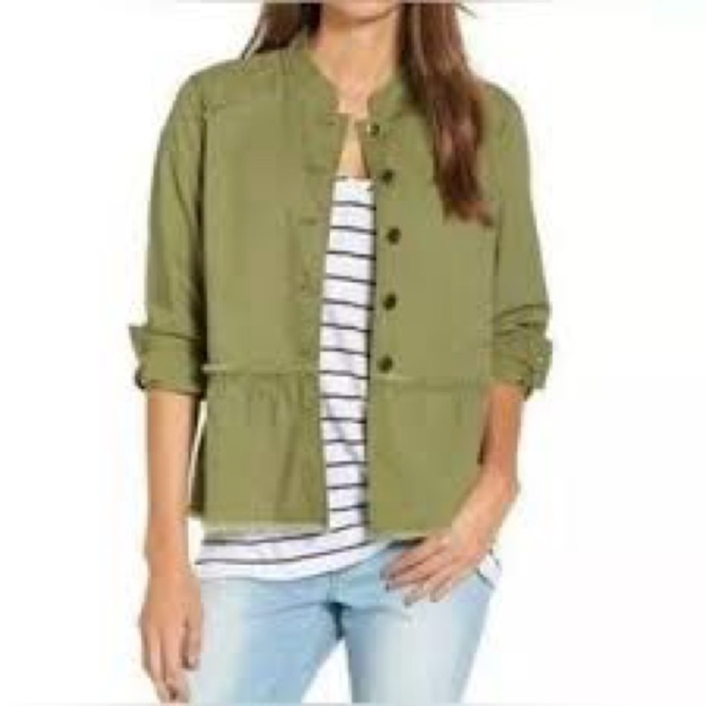 Caslon Peplum Twill Utility Jacket